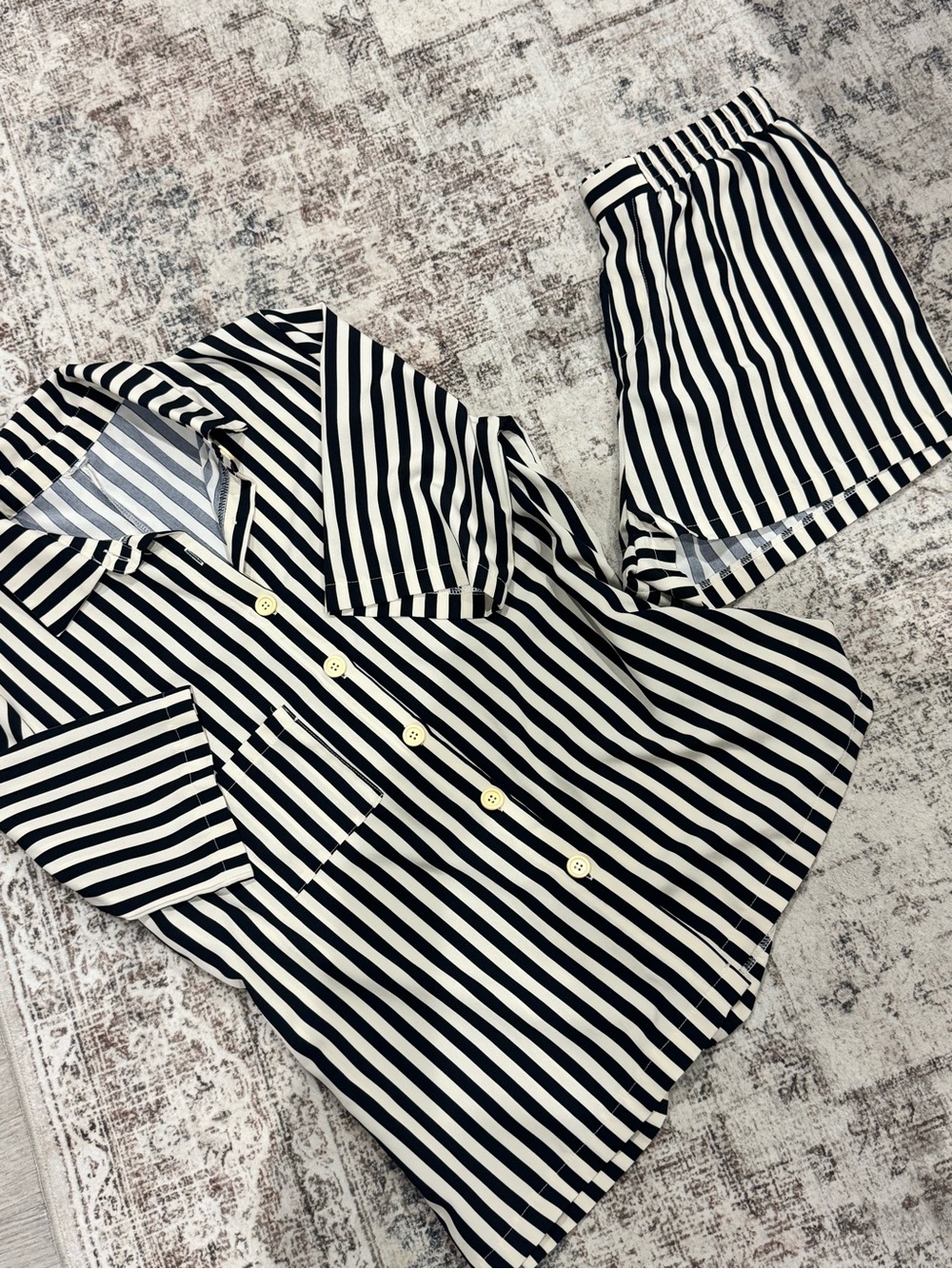 Striped Black & Beige Set